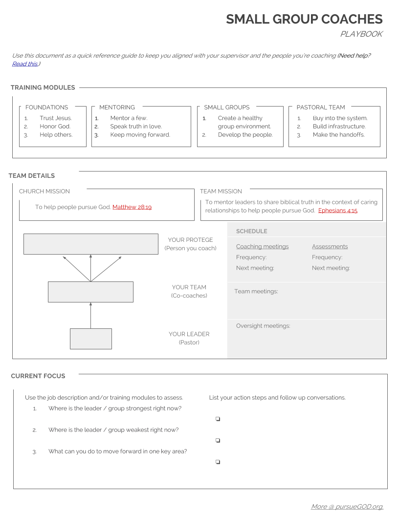 How to Use your Coaching Playbook | PursueGOD Network
